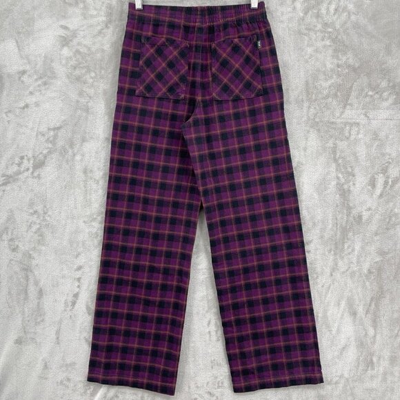 Tna Aritzia Oakwood Organic Cotton Flannel Plaid Pull On Pants Purple - Picture 5 of 12